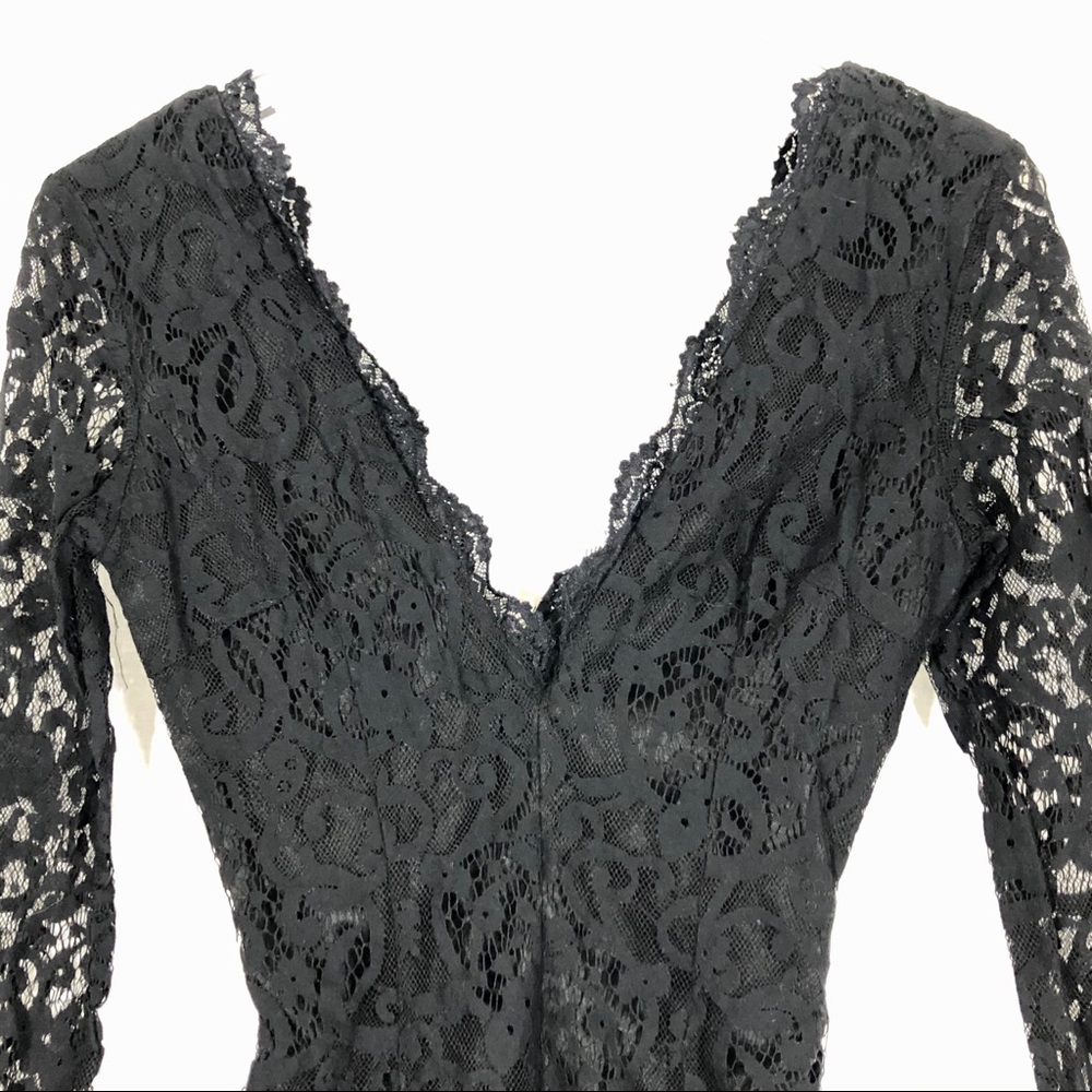 TOBI Lace Long Sleeve Mini Dress Deep V Sz Small - Picture 2 of 6